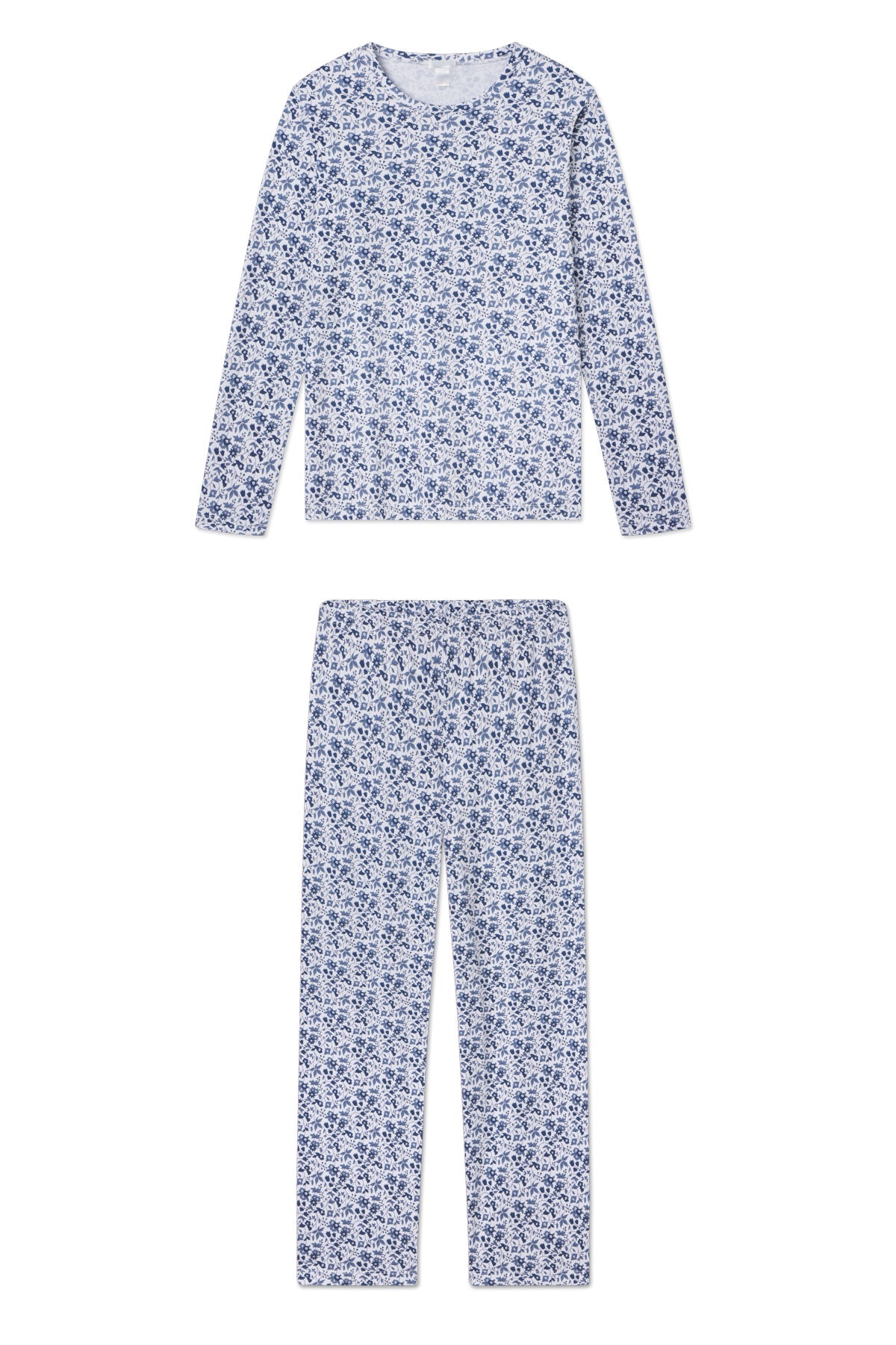 Pima Crew Long-Long Set in Sea Depth Garden Floral