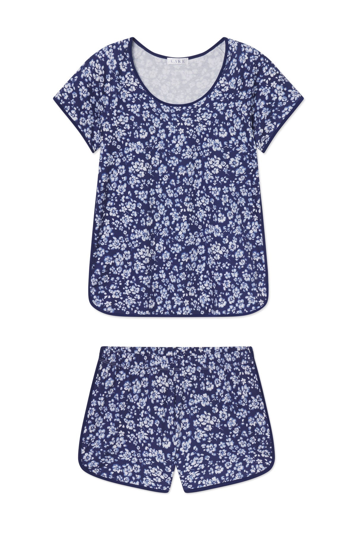 Pima Shorts Set in Blue Depths Anemones