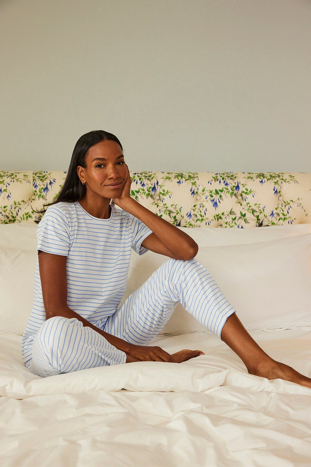 Pima Crew Short-Long Set in Baltic Blue