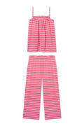 Pima Ruffle Pants Set in Winterberry Triple Stripe