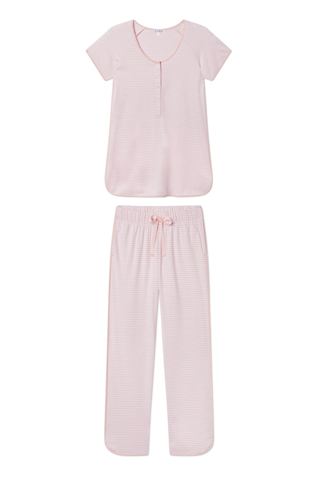 Pima Maternity Short-Long Set in English Rose Stripe