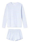 Pima Crew Long-Short Set in Baltic Blue