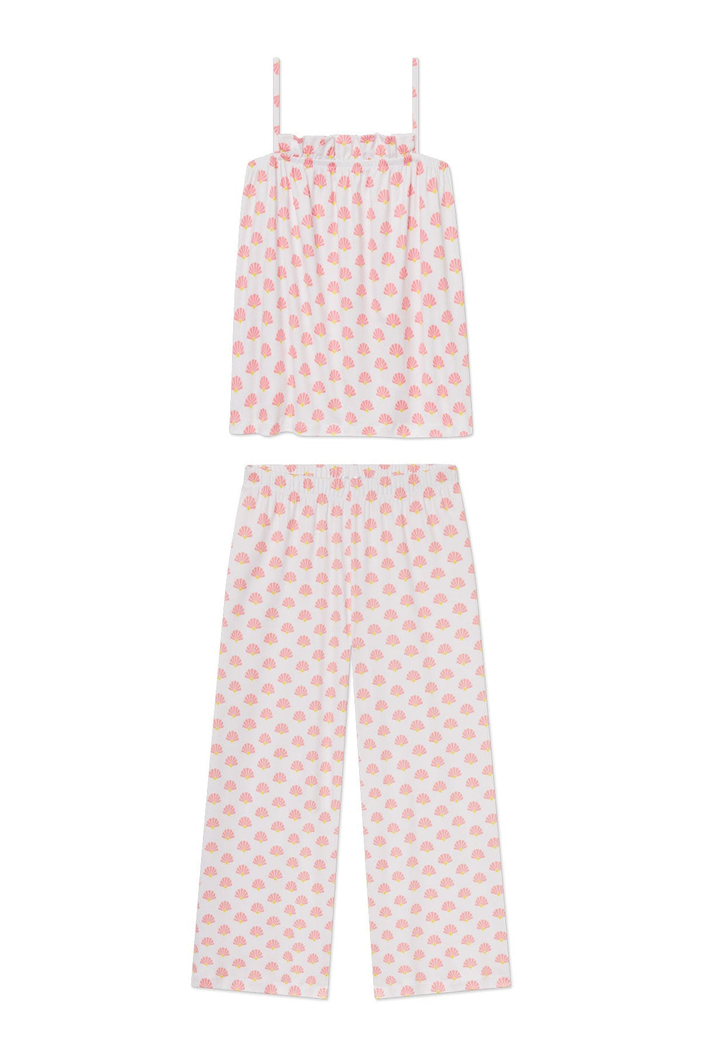 Pima Ruffle Pants Set in Gelato Scallop Shell