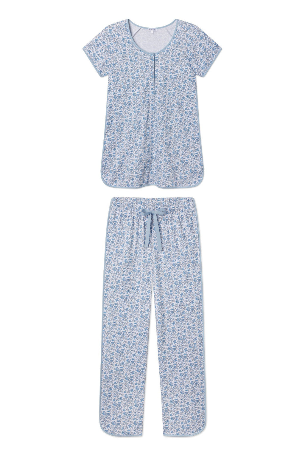 Pima Maternity Short-Long Set in Delft Blue Garden Floral