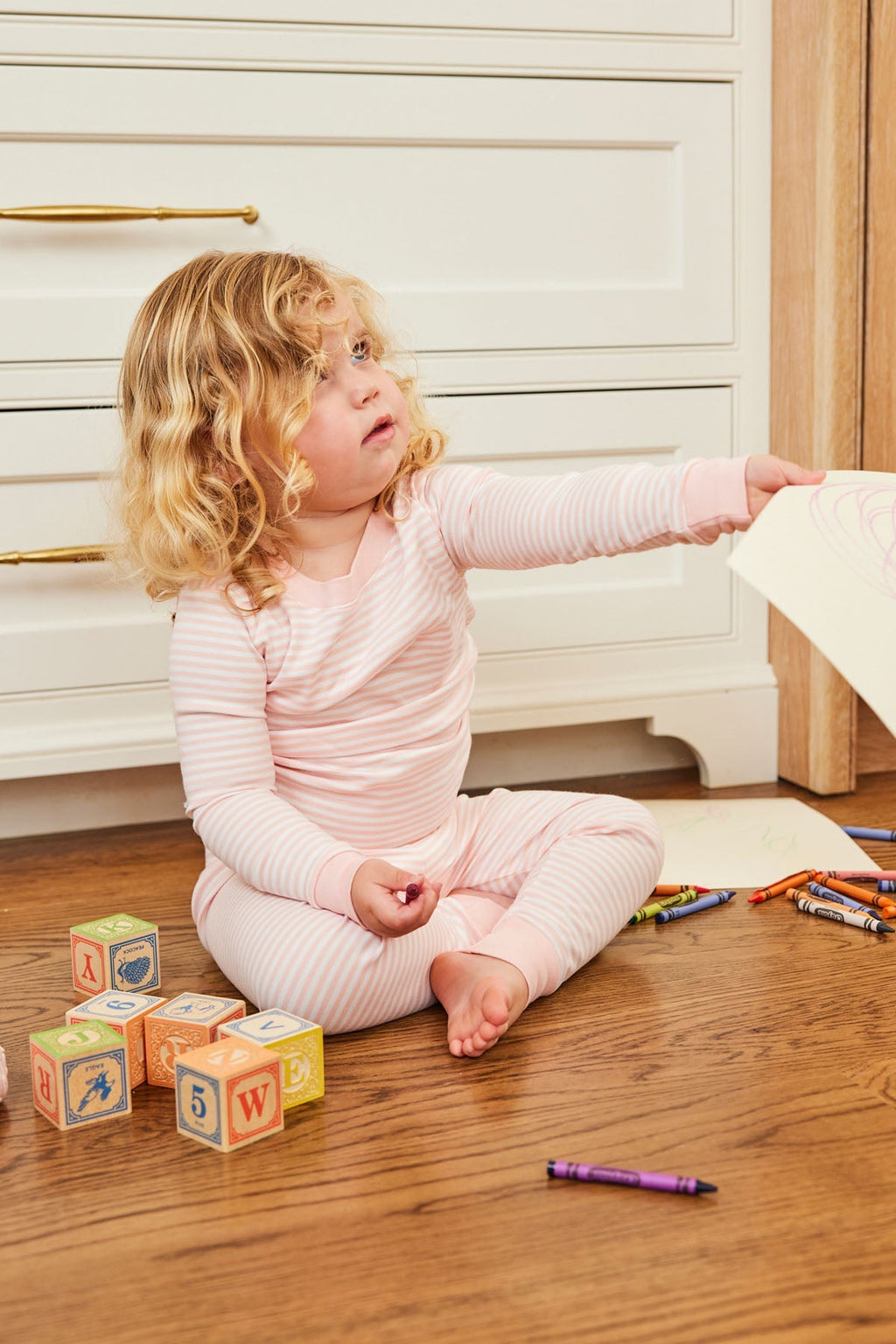 Kids Long-Long Set in English Rose Stripe
