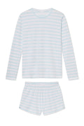 Pima Crew Long-Short Set in Salt Spray Tidal Stripe