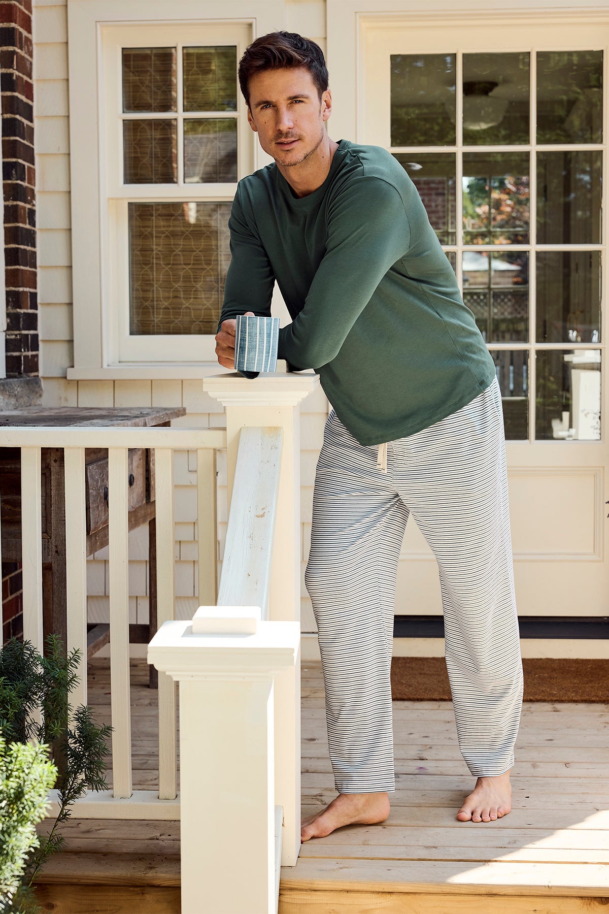 Men's Pima Sleep Pants in English Ivy Bar Stripe
