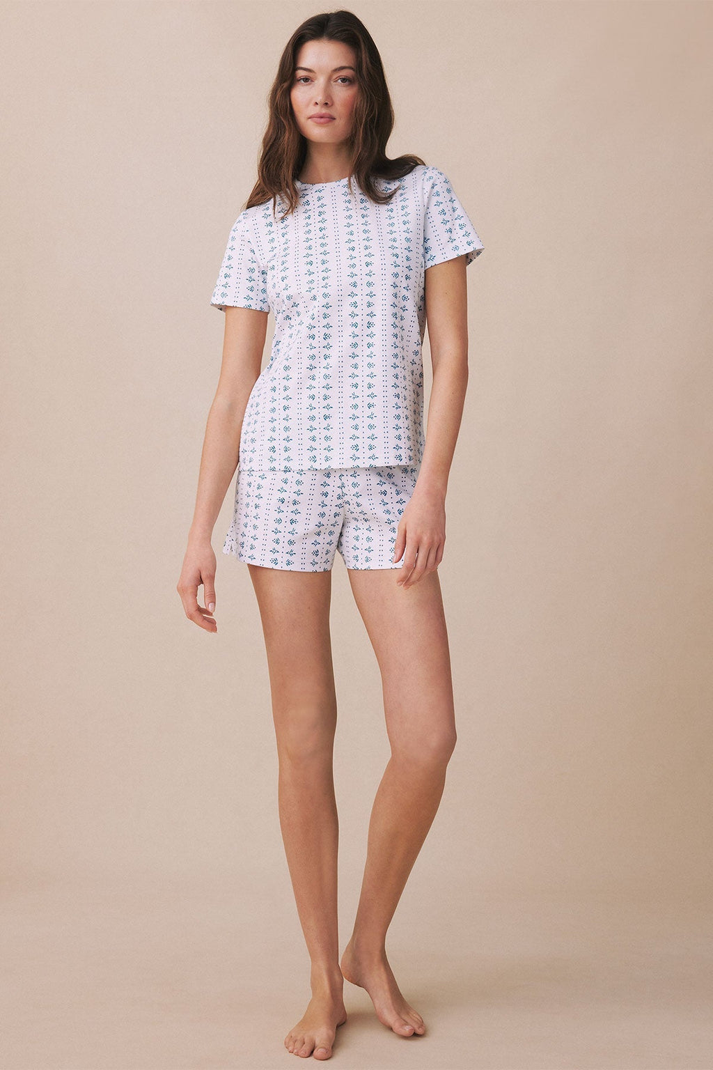 Pima Crew Shorts Set in Haven Blue Garden Arbor