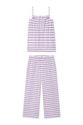 Pima Ruffle Pants Set in Lapis Bicolor Tidal Stripe