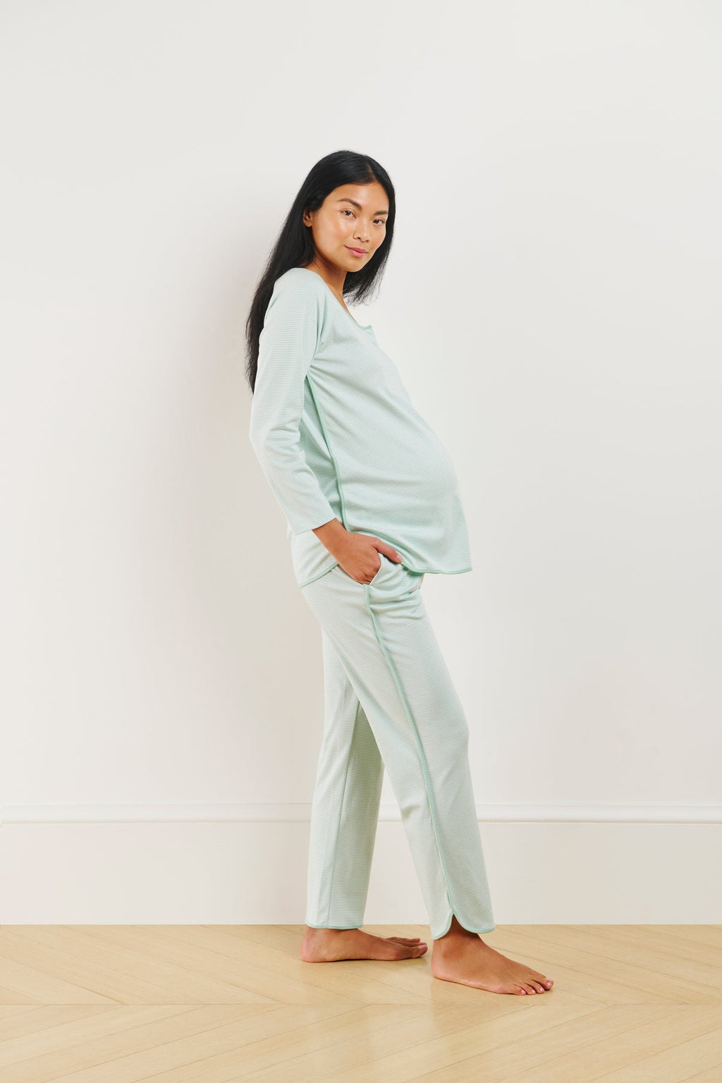 Pima Maternity Long-Long Set in Parisian Green